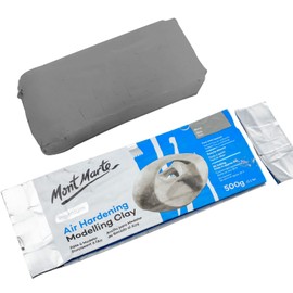 Mont Marte Air Hardening Modelling Clay Premium 500g (1.1lb) Grey, Dries in Approx 24hrs, Easy to Smooth and Knead, Ideal for a Variety of Beginner to Professional Sculpting Projects.