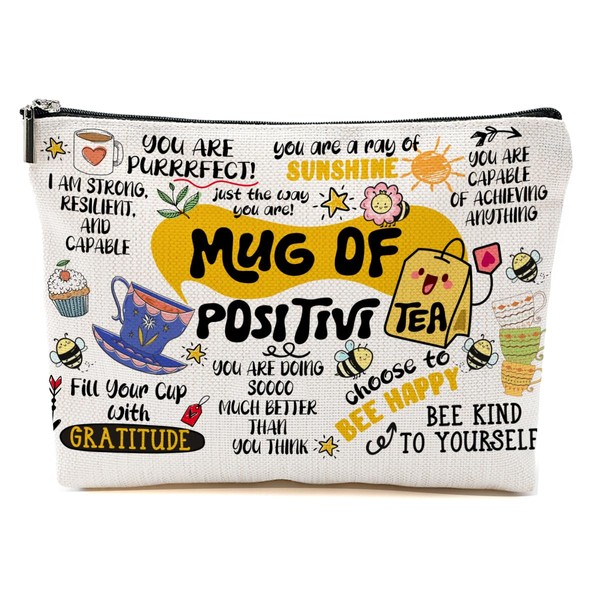Inspirational Gifts Makeup Bag, Positive Affirmations Cosmetic Bag, Organizer Zipper
