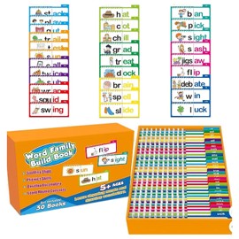 30 Read and Rhyme Flip Books Set, Word Game ABC Word Families Flash Cards, Interactive Kindergarten Educational Reading Games