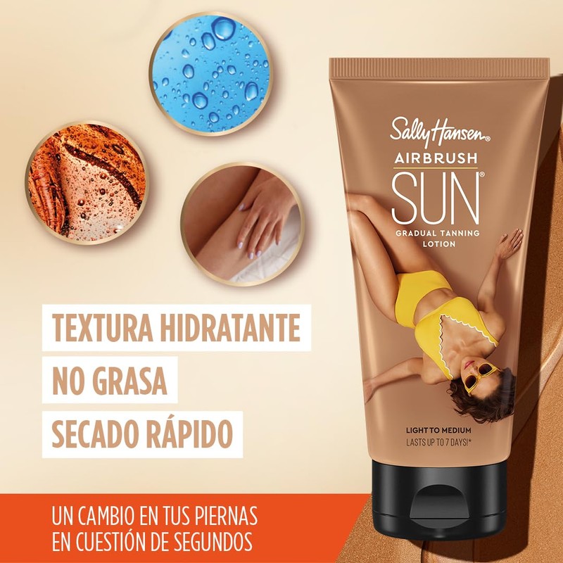 Sally Hansen Airbrush Legs Self Tanning Lotion, Sun Gradual Tanning
