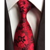 Rosiika Men's Red Black Jacquard Woven Silk Ties Luxury Floral
