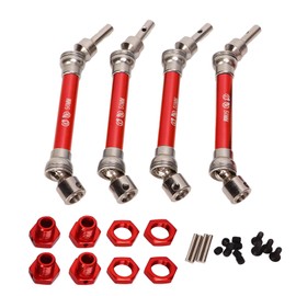 4Pcs Front Rear CVD Drive Shaft Coupler Set 1/10 Scale RC Car Drive Shaft for Arrma Big Rock 1/10 RC Cars Accessories Red