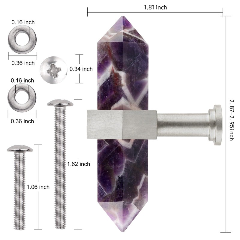 moonsix Pack of 4 Double Pointed Hexagonal Drawer Handles Silver