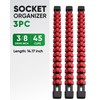 ALOANES 3PC ABS Socket Organizer, Socket Rails Fit 3/8 inch