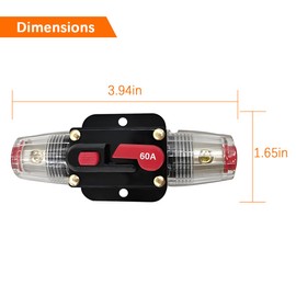 FALVFUN 60 Amp Car Circuit Breaker, 12V-24V Manual Reset Vehicle Inline Fuse Inverter, Waterproof Automotive Power System Protection Accessories, Universal for Trolling Motors ATV