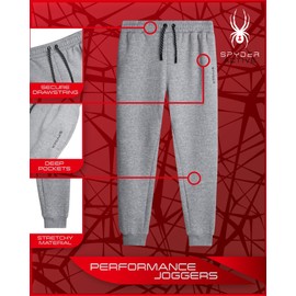 Spyder Men's Active Jogger Sweatpants - Performance Fleece Athletic Workout Joggers with Drawcord and Pockets (Sizes: S-XXL), Size Small, Grey Heather