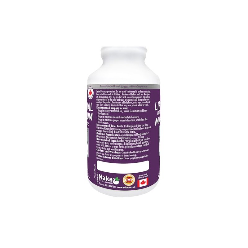 NAKA Platinum Liposomal Magnesium Bisglycinate, 250mg PURE, Superior Absorption, Made