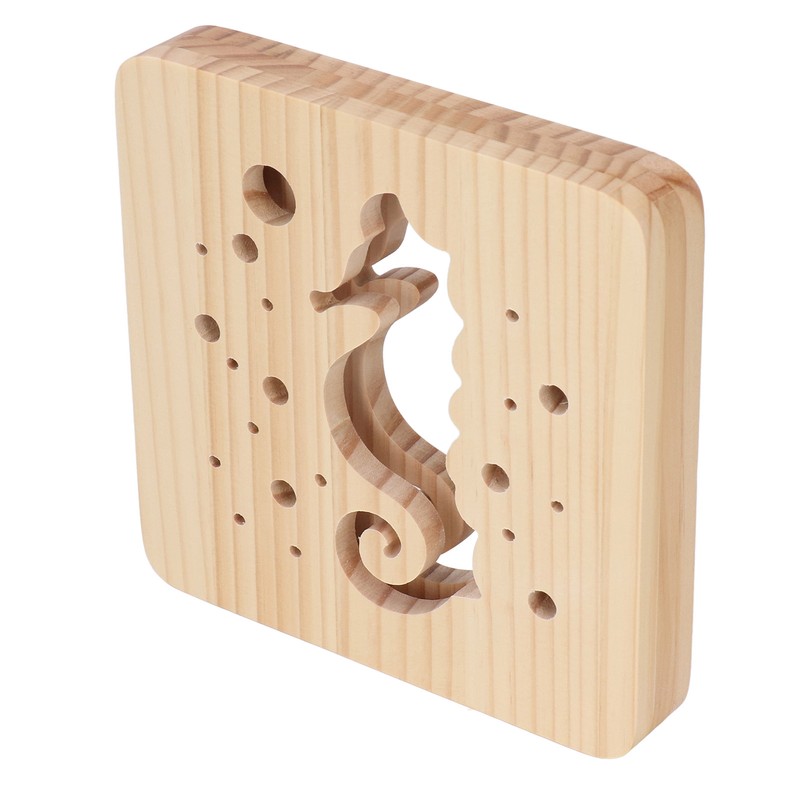 Wooden 3D LED Light Hollow Seahorse Pattern USB Power Supply