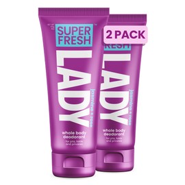 Super Fresh Lady Whole Body Deodorant for Women Twin Pack Aluminum Free Lotion for Privates Body and Skinfolds Stops Odor Jasmine Rose Scent Feminine Hygiene Two 4 oz Tubes for Daily Use