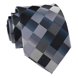 Elfeves Men's Classic Designer Plaid Ties Checks Patchwork Necktie Black Grey