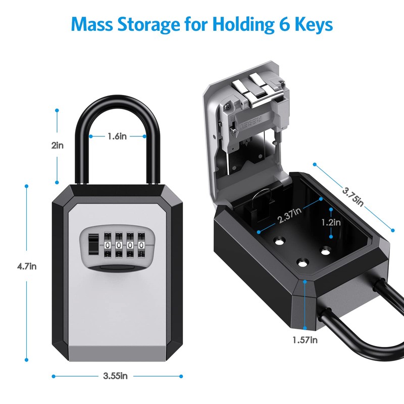 OQIMAX Key Lock Box Outside,Key Safe Lock Box for Outdoor