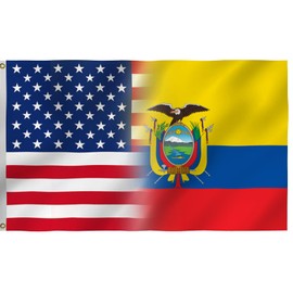 USA Ecuador Flag 2X3FT, Ecuadorian American Friendship Flags,Both Sides Printed,Men Women Banner,Vibrant Colors, Double Stitched with 2 Brass Grommets, Bar Garden Street Decoration, GYM, Office Decor,Indoor Outdoor Use,Gifts. (US-Ecuador-Z, 2x3ft)