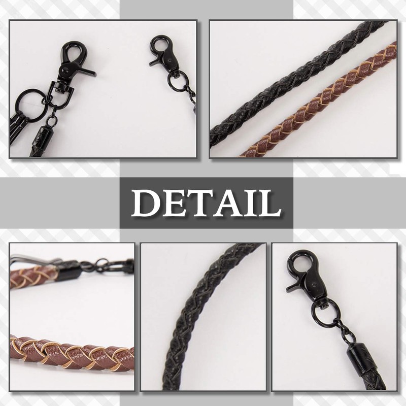 CHROME CRANE WB007 Men's Leather Wallet Chain Stylish Braided Mesh