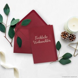 50 x Card Pack DIN A6 / C6 in Dark Red and Dark Green - Folding Cards with Fold A6 10.5 x 14.8 cm & Envelopes C6 11.4 x 16.2 cm