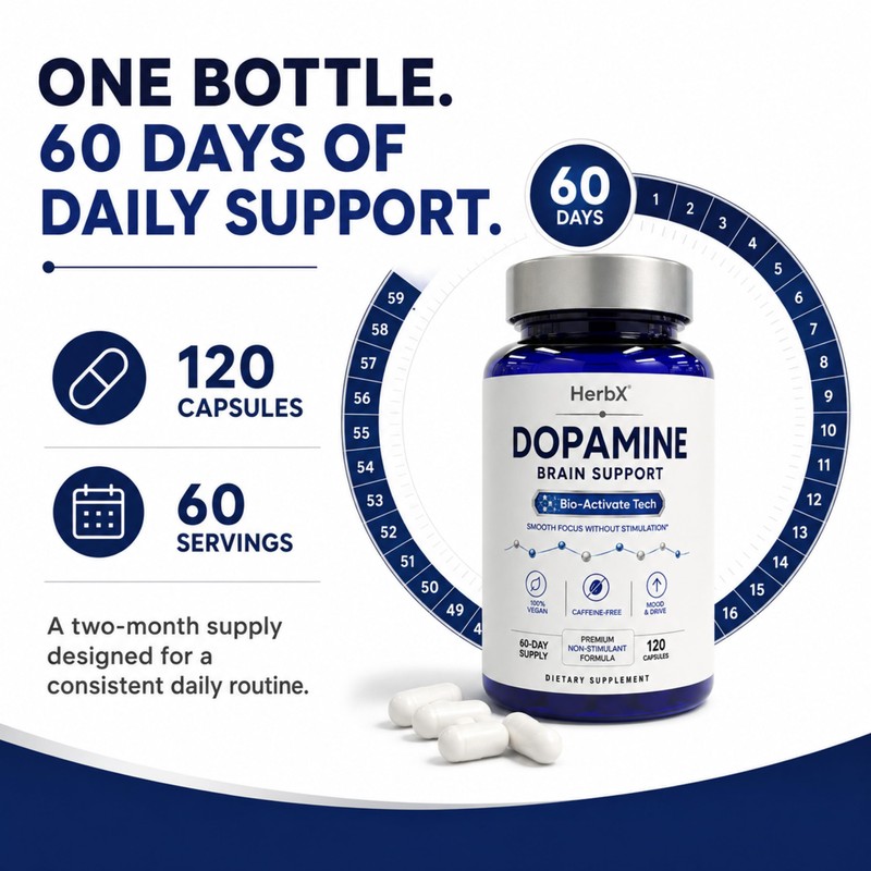 Dopamine Brain Food with L-Tyrosine, Focus & Mood Support, 120