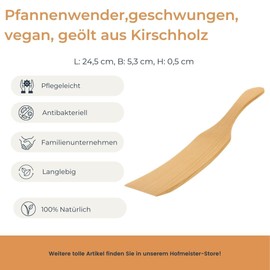 HOFMEISTER® Cooking Spoon, Spatula & Lifter Made of Elegant Cherry Wood, Heat-Resistant, Antibacterial, No Plastic, Will Not Scratch the Pot, Made in Europe, for Cooking & Baking