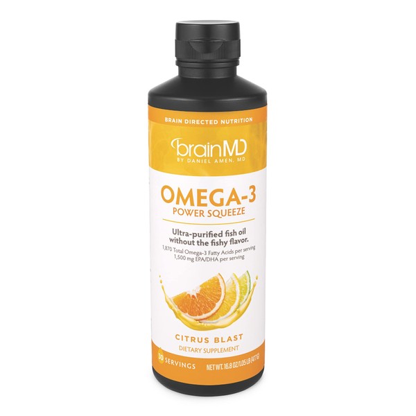 BRAINMD Dr Amen Omega-3 Power Squeeze, Citrus Blast - 16.8