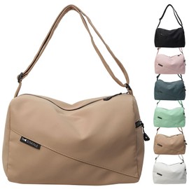 RIMINA Women's Men's Shoulder Bag, Large Capacity, Lightweight, Cute, Stylish, Cross-body Hanging, Large, sand beige