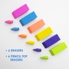 BAZIC Erasers + Pencil Top Erasers Set (12/Pack), Block Bevel