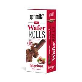 got milk? Wafer Rolls, Hazelnut, 17-ounce Box with 30 Rolls, Individually Wrapped Rolled Wafer Spirals with Filling, Hazelnut Wafer Cookies for Dessert or Snack, Retail Pack