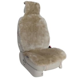 Sheepskin Seat Cover - Premium Genuine Australian Sheepskin Natural Pure Wool, Universal Fits Most Cars, SUVs, Trucks and Minivans Front Seat - Lambskin Seat Cushion - Easy Installation, 1 Pack-Sand