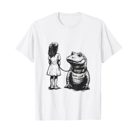 Girl and Alligator - Unusual Pet Street Art - Gator On Leash T-Shirt