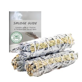 Soul Sticks 4 Inch 3 Pack White Sage Mixes Smudge Sticks Bulk with Starter Guide for Cleansing, Meditation, Yoga | Sage for Cleansing House | California Sage Bundles | White Sage & Sweetgrass