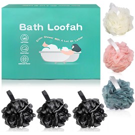 Amazerbst loofah,loofah Sponge for Women and Men,Pack of 6 (Pink White Blue Black Black Black)