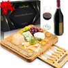 NutriChef Natural Bamboo Cheese Board Set with Bonus Condiment Cup-Extra