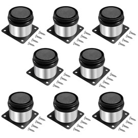 KineticKraft 8 Pieces Round Adjustable Leg, Stainless Steel Furniture Legs, Furniture Feet for Furniture, Heavy Duty Metal Furniture Feet with 32 Screws for Cupboard Table (Adjustable Height 0-15mm)