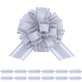 FORBINBO 6Pcs 6inch Pull Bow Gift Wrapping,Pull Bow For Gift Basket, Gift Bag Box Wrapping Decor, Valentines Day, Birthday, Anniversary, Wedding, Flower Packaging (Gray)