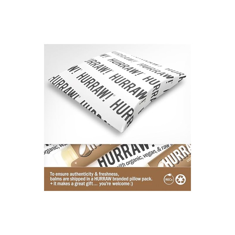 Hurraw Lip Balms 3-pack Mint, Earl Grey, Coconut by Hurraw