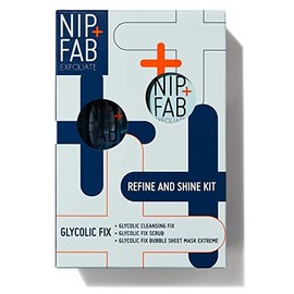 Nip+Fab Glycolic Fix 3 Piece Starter Kit | Contains Cleansing Fix, Scrub, Extreme Bubble Mask | Exfoliating | Skin Soothing and Refreshing | Peeling | Glow Boost | Vegan & Cruelty Free