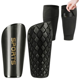 Soccer Shin Guards for Kids Youth Adults Shin Pads and Sleeves with Optimized Insert Pocket for 3-15 Years Old Boys and Girls (Black, Small (2'9" - 3'4" Tall))