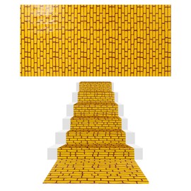 Grevosea 4. 5 x 9 Feet Yellow Brick Road Floor Runner, Brick Tablecloth Halloween Brick Wall Backdrop Party Decorations for Halloween Cosplay Party Supplies