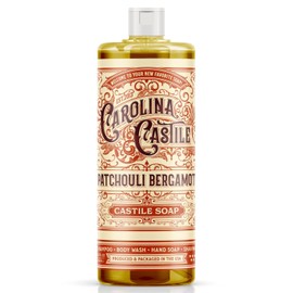 Carolina Castile Soap Patchouli Bergamot Scented Castile Soap - Certified Organic, High Olive Oil Content, Non-Drying, Made with Organic Oils, Concentrated Natural Soap for Men and Women