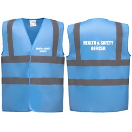 Brook Hi Vis Premium Safety Vest - HEALTH & SAFETY OFFICER Printed Front & Back, Event Management High Viz Waistcoat, Available in 14 Colours, Festivals (Sky Blue, Medium)