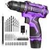 Purple 12V Cordless Drill,Electric Power Driver Kit,3/8-Inch Keyless Chuck, Variable