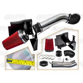 Cold Air Intake System with Heat Shield Kit + Filter Combo RED Compatible For 1999-2006 GMC/Chevy V8 4.8L/5.3L/6.0L Silverado/Tahoe/Avalanche/Suburban/Sierra/Yukon