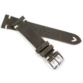 Sulla 20 mm Leather Strap Vintage Pilot Watch Strap BS White Stitching Brown 20/16 mm, brown, 20mm, Strap.
