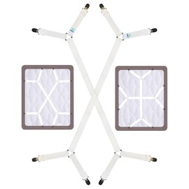 FIBOOMERANG Bed Sheet Clips, Criss-Cross Bed Sheet Straps Fasteners Fitted Sheets Flat Bedsheet in Place Mattress Corner Suspenders Grippers Holders (2Pcs/Set, White)