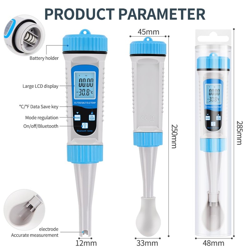 B-Qtech Digital Water Quality Tester 5 in 1 TDS/EC/Salt/S.G/Temp Temp,Water