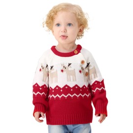 Toddler Baby Girl Boy Christmas Clothes Knit Sweater Deer Pullover Sweatshirt Warm Crewneck Long Sleeve Tops Winter Outfit