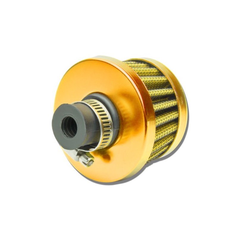 9MM Inlet Universal Chrome Cone Aluminum Crankcase Breather Filter (Yellow)