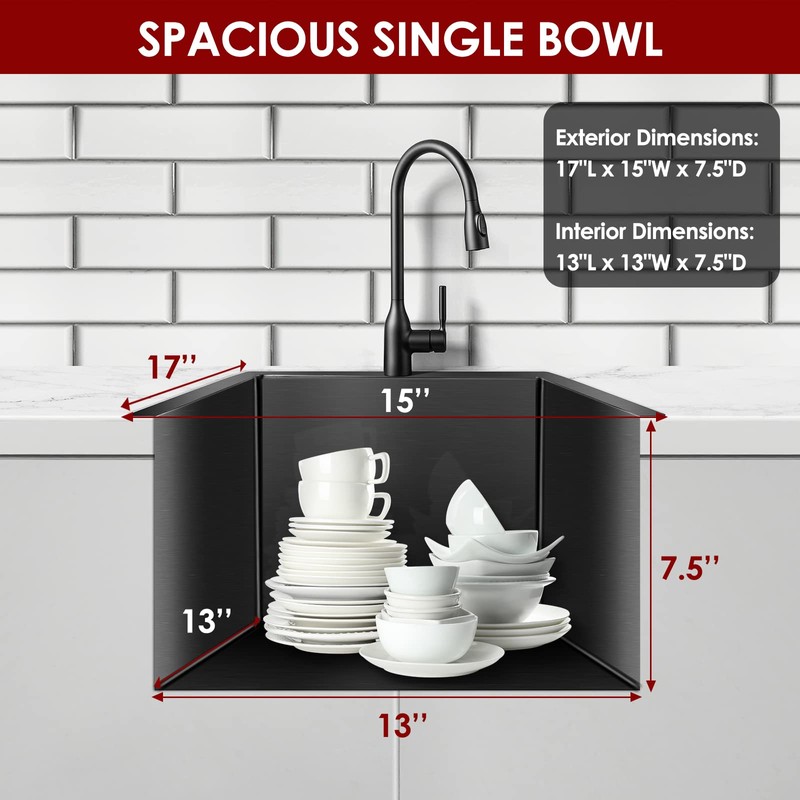 BURCHAIN 17 x 15 Inch Drop in Kitchen Sink Top