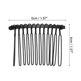 VOCOSTE Anti-Slip Hairside Comb Axserie Metal Black Hair Side Comb Retaining Hair Clip 5cm 12pcs