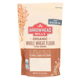 UD_Arrowhead Organic Whole Wheat Bread Flour 22 Oz. Case of 6-Stone Ground Dried Gluten Rich Bulk Packaged Semolina