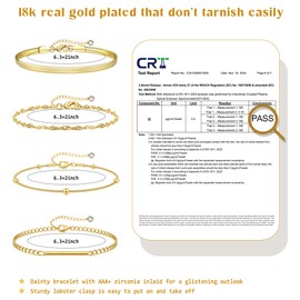 MILACOLATO 18K Gold Plated Bracelet Set for Women & Men Adjustable Stackable Gold Bangles & Cuff Bracelets Herringbone CZ Tennis Bracelet Waterproof Gold Chain Bracelet Gold Jewellery Gift for Women-B