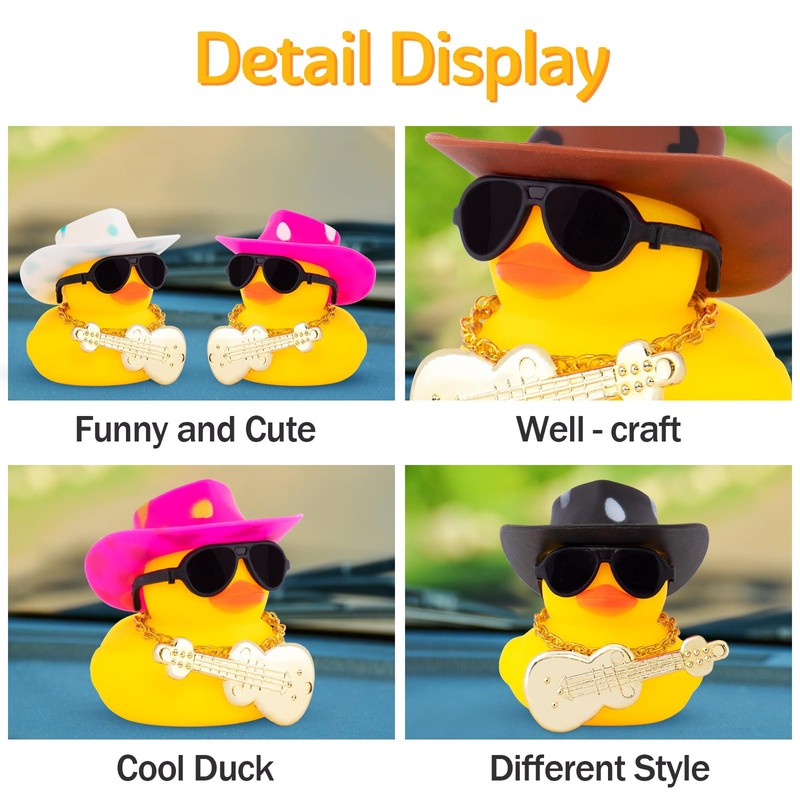 wonuu Car Dashboard Decor Rubber Duck, Car Ducks Ornaments with