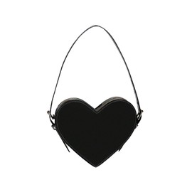 QWINEE Women's Cute Heart Shaped Shoulder Bag Zipper Small Novelty Handbag with Adjustable Strap Black One Size